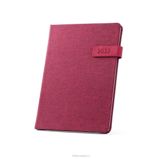 Týdenní diář ANDRESEN B5 textil.potah červený,s magnet. zapínáním a poutkem,2022