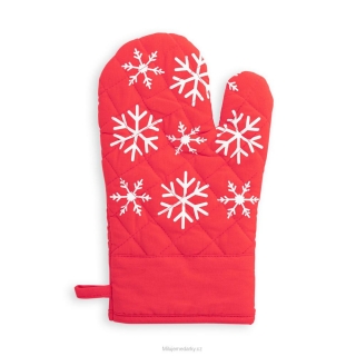 Kuchyňská rukavice červená s vánočním motivem