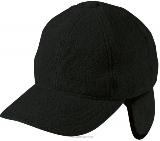 UŠANKA. Černá fleecová čepice s klapkami na uši