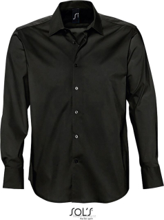 Pánská elastická košile s dlouhým rukávem, černá XL