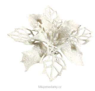 Zimní dekorace umělá květina k aranžování, vánoční růže bílá, balení 3ks