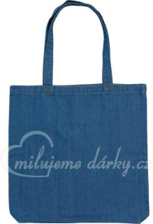 Střední džínová nákupní / plážová taška přes rameno, modrý denim
