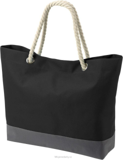 Pevná nákupní nebo plážová taška s kroucenými držadly, černá