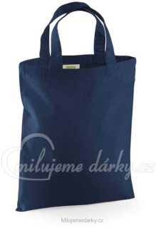 Mini bavlněná taška s krátkými držadly, formát A4, barva modrá