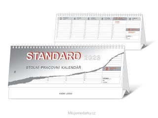 STANDARD šedý stolní kalendář, 30x14 cm, 2023, 1 ks