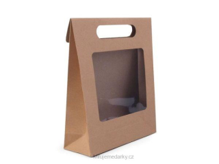 Dárková papírová taška s uchem a průhledem, 16x10x6cm, balení 10 ks