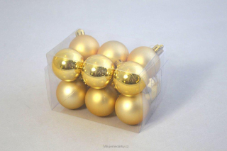 Zlaté koule na vánoční stromek, 12 ks, průměr 20mm