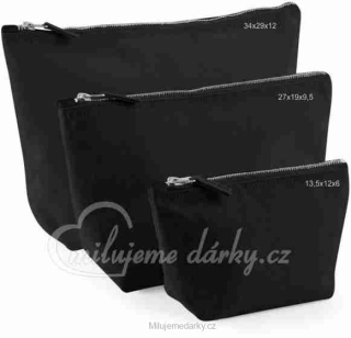Jednoduchá kosmetická taška se zipem, pevná bavlna, černá, 34x29x12cm