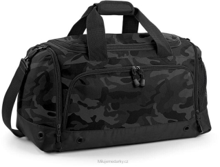 Sportovní/cestovní taška BagBase se zakulacenými kapsami, šedo-černý maskáč