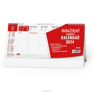 MAXI MANAGERERSKÝ červený 2024 stolní kalendář, 1 ks