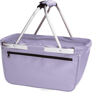 Skládací lehký nákupní košík s kapsou na zip, světle fialový
