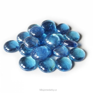 Dekorační lesklé skleněné kamínky jasně modrá royal průhledná, 500g