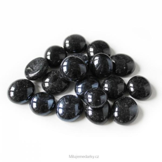 Dekorační lesklé skleněné kamínky černá - neprůhledná, 500g