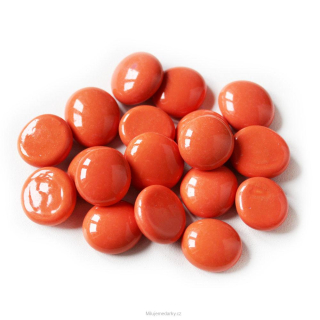 Dekorační lesklé skleněné kamínky oranžová neprůhledná, 500g