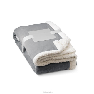 Oboustranná saténová polární fleecová deka 190 g/m² s podšívkou ze sherpy, šedá