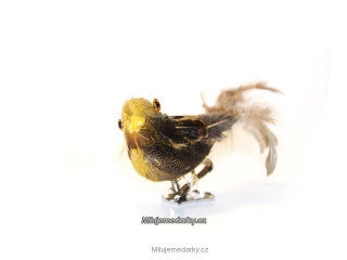 Dekorační ptáček vrabec malý se skřipcem, balení 6 ks