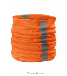 bezpečnostní fluorescenční šátek s retroreflexními pruhy, oranžový