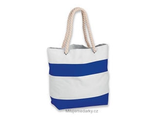 nákupní nebo plážová taška s modrými pruhy