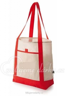 nákupní taška přes rameno/ netkaná textílie s červenými doplňky