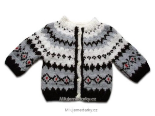 ručně pletený dětský svetr s tmavým norským vzorem, vel.62