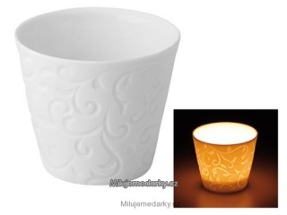 Porcelánový svícen s ornamenty na 1 čajovou svíčku
