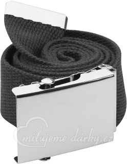 Černý polyesterový pásek s kovovou sponou