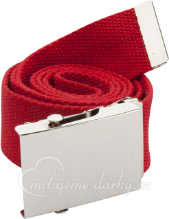 Červený polyesterový pásek s kovovou sponou