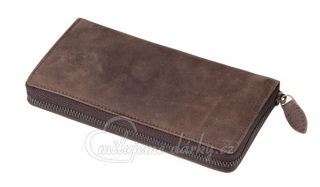 Dámská kožená peněženka se zipem a ochranou karet