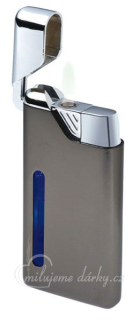 Kovový zapalovač AZZURRA s modrou LED signalizací