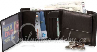 Kožená peněženka s řadou kapes na doklady i mince