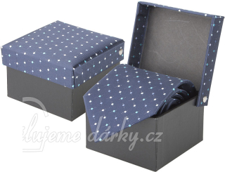 Modrá polyesterová kravata v dárkové krabičce