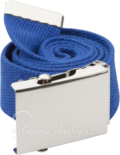 Modrý polyesterový pásek s kovovou sponou