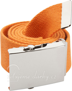 Oranžový polyesterový pásek s kovovou sponou