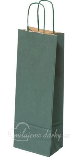 Papírová taška 15x8x40 cm, kroucená šňůra, zelená