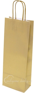 Papírová taška 15x8x40 cm, kroucená šňůra, zlatá