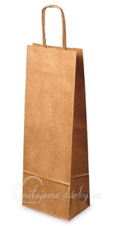 Papírová taška 15x8x40 cm, krouc.šňůra, natural
