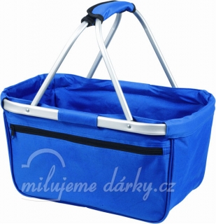Skládací lehký nákupní košík s kapsou na zip, královsky modrý