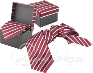 Vínová hedvábná kravata André Philippe v boxu