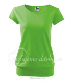 CITY, dámské volnější triko s lodičkovým výstřihem, krátký rukáv,jablkově zelené